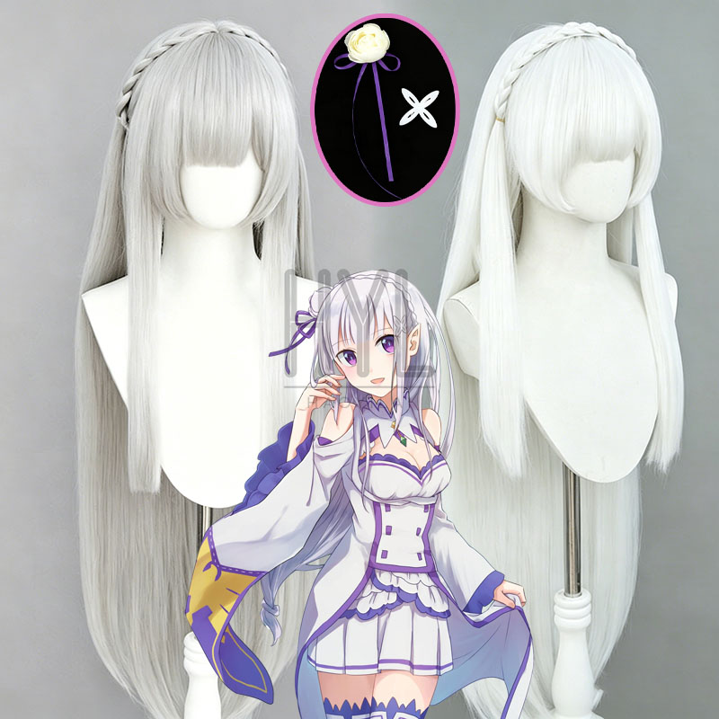 Men Accessories Silver - Peruca de cosplay anime re:zero emilia,