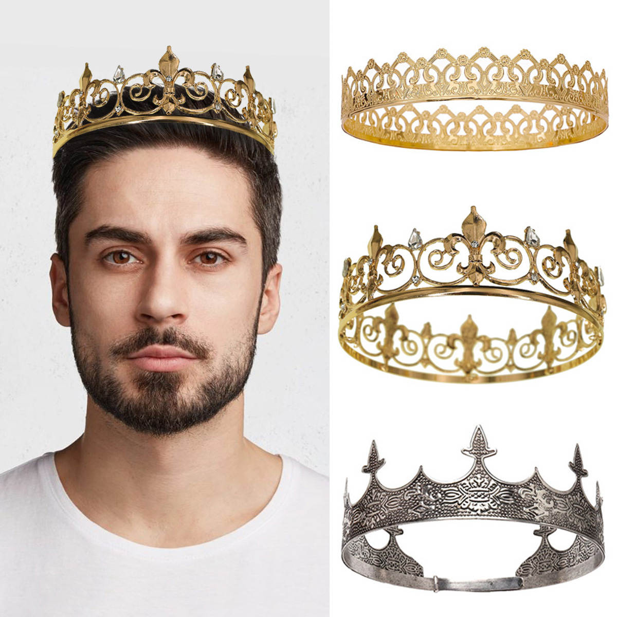 Men Accessories For Party - Coroa real king queen para homens/mulheres,