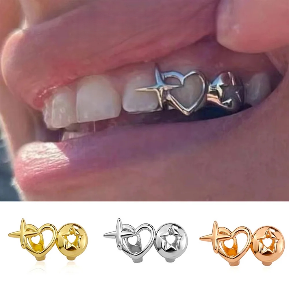 Men Accessories Silver - Punk hip hop oco coração dentes