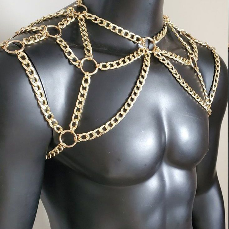 Punk masculino ombro corpo cor - Men Accessories Silver avaliação e preço
